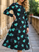 Casual new round neck heart dress